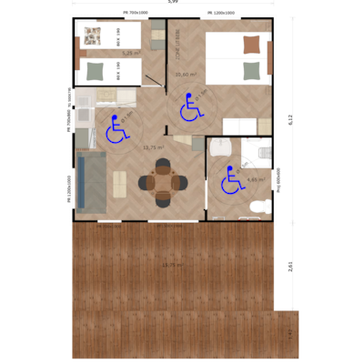 COTTAGE PMR 2 bedrooms -  adapted to the people with reduced mobility — 9