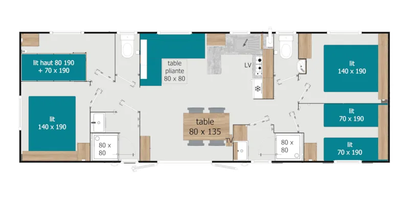 Les Pins - Mobil-Home Xxl2 - 40 M² - 4 Chambres - 2 Salles De Bain - 2 Wc