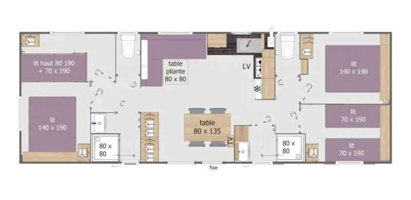 Les Bois Du Bardelet - Mobil-Home Xxl2 - 40 M² - 4 Chambres - 2 Salles De Bain - 2 Wc