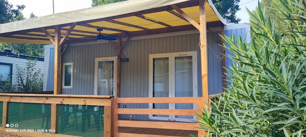 Location - Mobil-Home 2 Chambres , Tv , Clim , Terrasse Couverte -  Sun & Sea - Camping Le Bosc