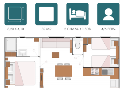 Mobile-home 2 bedrooms