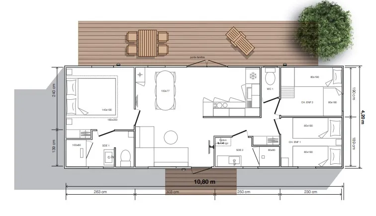 Mobil Home O'hara 1064 Côté Jardin 3Ch 2Sdb