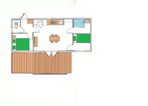 Location - Gamme Découverte - Chalet Beaufortain 29M² 2 Chambres + Terrasse 12M²+- - image n°10 - Camping Les Lanchettes