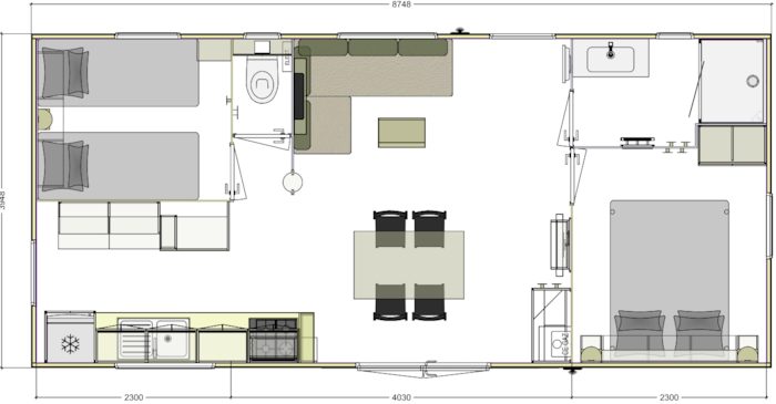 !! Nouveauté 2024 !! Mobil Home 2 Chambres Luxe 4 Personnes  (Modele Kaleda)