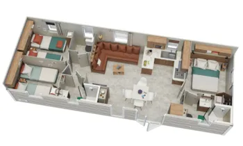 Mietunterkunft - Mobilheim Premium - 38M² - 3 Schlafzimmer - 6 Pers. - Flower Camping Du Canal