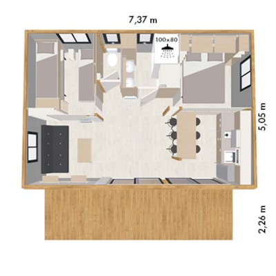Eco Lodge - 25m² - 2 bedrooms - 12m² terrace - heater