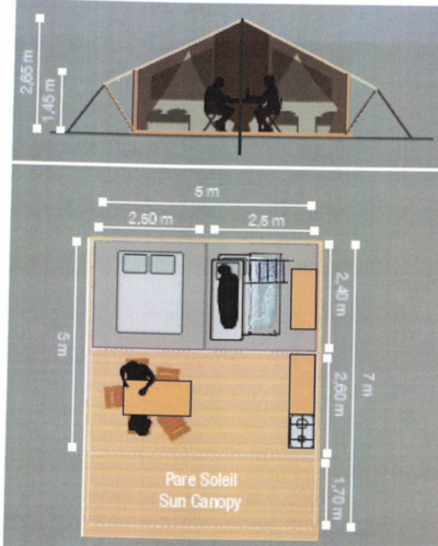Lodge tent 25m² - 2 bedrooms - 10m² Terrace - no bathroom -
