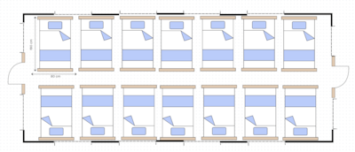 "Comfort" pitch for a group (one 14-bed marabout tent + one barnum tent) -