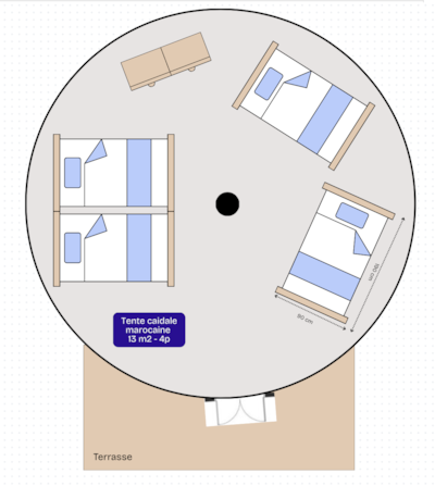 Caïdale Tent 13m² - 1 bedroom - Terrace - no bathroom -