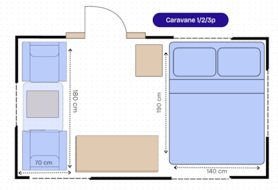 Vintage caravan 7,5m² - 1 bedroom - Terrace - no bathroom -