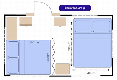 Vintage caravan 12m² - 1 bedroom - Terrace - no bathroom -