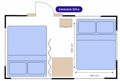 Vintage caravan 12m² - 1 bedroom - Terrace - no bathroom -
