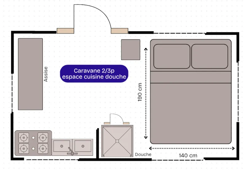 Caravane Espace Cuisine/Douche