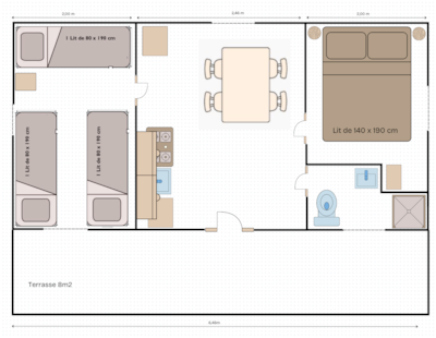 Mobile home 27m² - 2 bedrooms - 8m² Terrace -