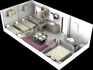 Mobil Home Climatisé - 31M2 - 3 Chambres