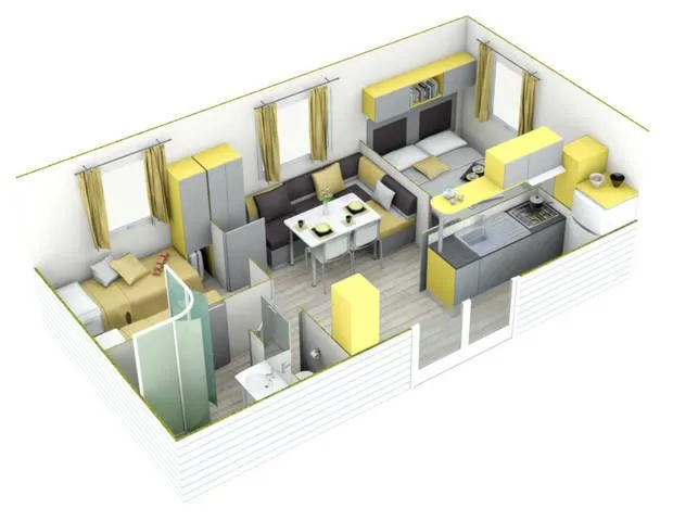 Mobil Home Climatisé - 28M² - 2 Chambres