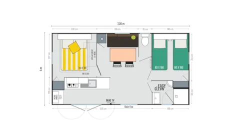 Mietunterkunft - Mobilheim Mit Klimaanlage – 28 M² – 2 Schlafzimmer - image n°8 - Camping de PEYROCHE