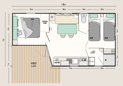 Location - Mobil Home Climatisé - 23M² - 2 Chambres . - image n°7 - Camping de PEYROCHE