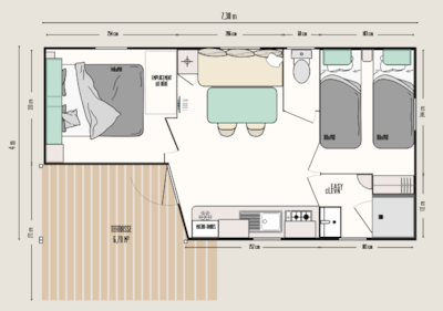 Air-conditioned mobile home - 23m² - 2 bedrooms — 7