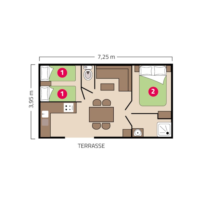 Mobil-Home Bahia - 27M² - 2 Chambres