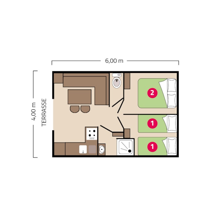 Mobil-Home Palma Climatisé - 24M² - 2 Chambres