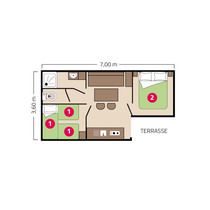 Mobil-Home Loggia - 23M2 - 2 Chambres -