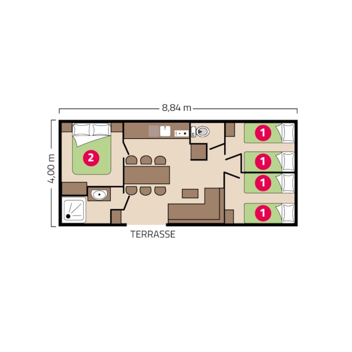 Mobil-Home Famille Clim  - 34 M² - 3 Chambres