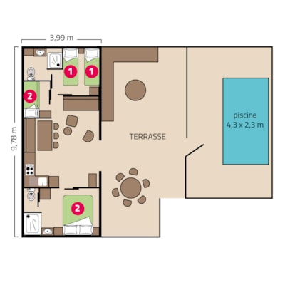 Taos Prestige with private pool - 40m2 - 3 Bedrooms — 10
