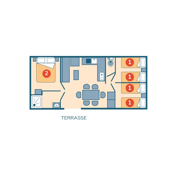 Mobile-Home Famille Clim - 34M2 - 3 Chambres