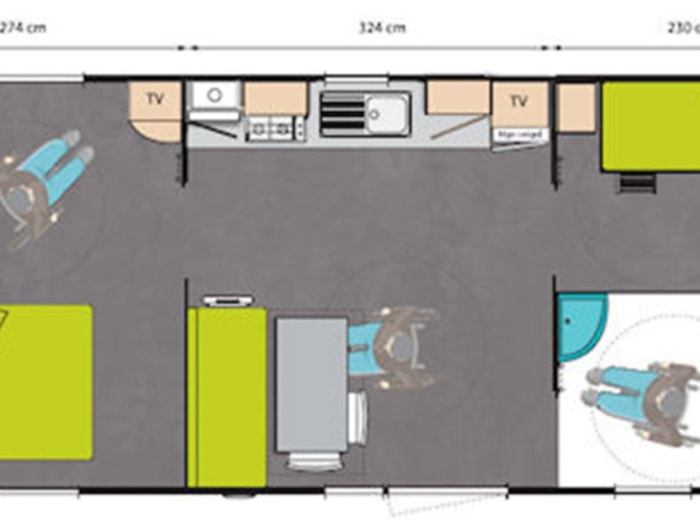 Mobilhome Duo - 2 Chambres - Climatisation - Pmr