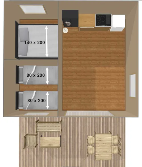 Accommodation - Lodge Insolite Nature Canada 2 Bedrooms Without Sanitary Facilities - 25 M² + 15 M² Covered Terrace - image n°9 - Ushuaïa Villages - Camping l'Oasis *****