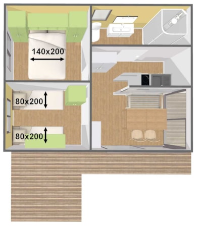 Chalet Confort TITOM - 2 bedrooms - 25m² Terrasse et Hamac