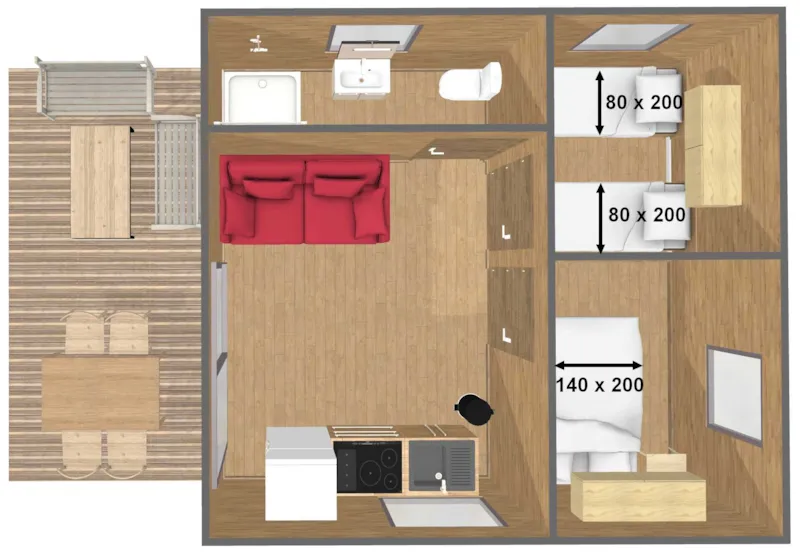 Chalet Privilège Green Cottage - 2 Ch - Tv - 25 M² - Confort + Terrasse Couverte 15M²