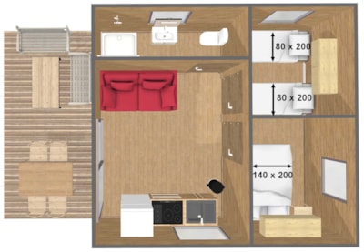 Chalet Privilege Green Cottage - 2 bedrooms - TV - 25m² - terrasse couverte 15m²