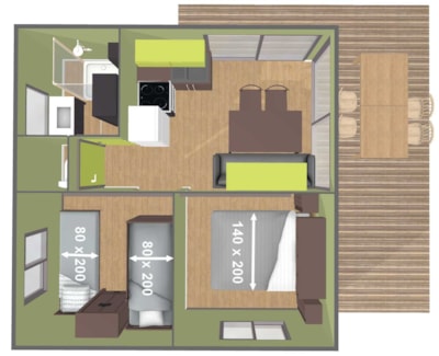 Chalet Privilège Panoramic 2 bedrooms - TV - 25 m², covered terrace 18m²