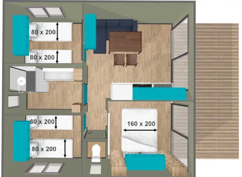 Accommodation - Chalet Privilege Grand Panoramic - 3 Bedrooms - Tv - 33M², Covered Terrace Of 14M² - image n°10 - Ushuaïa Villages - Camping l'Oasis *****