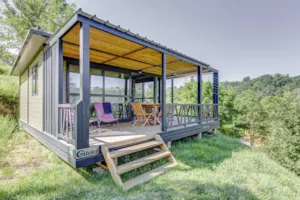 Locatif - Chalet Privilège Panoramic 2 Schlafzimmer - TV - 25 m², überdachte Terrasse van 18m² - Ushuaïa Villages - Camping l'Oasis *****