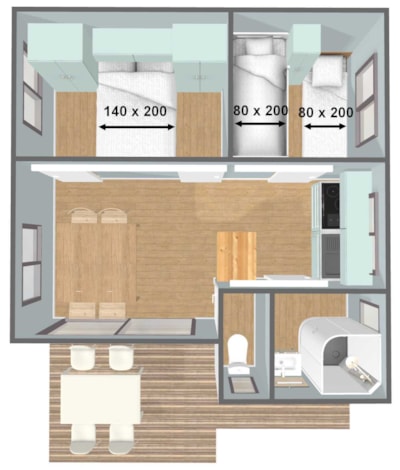 Chalet Confort Acacia 2 bedrooms - 25m² + 10 m² covered terrace