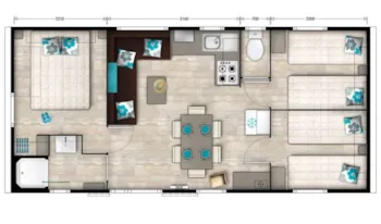 Mietunterkunft - Mobilheim Premium Exclusive - 33 M² - Klimaanlage + Tv - 3 Schlafzimmer - Erhöhte Terrasse - Camping Marvilla Parks - Le Castellas