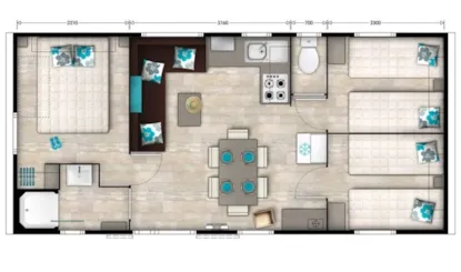 Mobil-Home Premium Exclusive - 33 M² - Clim + Tv - 3 Chambres - Terrasse Surélevée