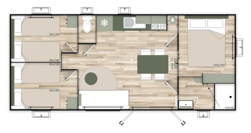 Mobil-Home Super Ocean Premium 35M² 3 Chambres