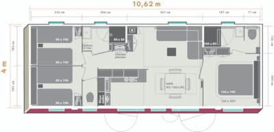 Mobil-home Evasion Premium 37 m² 3 bedrooms 2 bathrooms