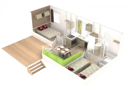 Location - Mobil-Home Niagara 25M²   Un Compromis  2 Chambres + Climatisation + Tv - image n°10 - Domaine de l'Ecluse