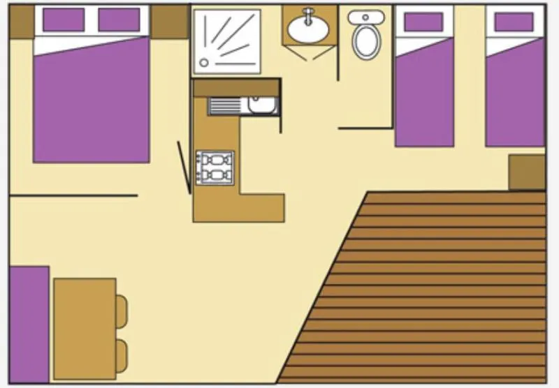 Chalet Détente Confort 28M² - 2 Chambres + Terrasse Couverte 8M² + Tv