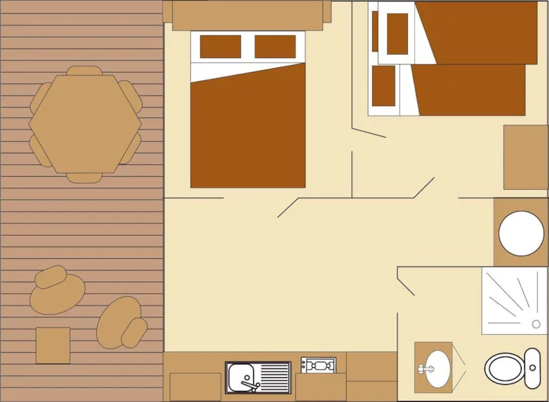 Lodge Confort 35M² -2 Chambres - Avec Salle De Bains Et Wc + Terrasse Intégrée
