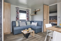 Mietunterkunft - Mobilhein Premium 32M² - 2 Zimmer + Halbüberdachte Terrasse 17M² - Flower Camping Le Val de la Marquise