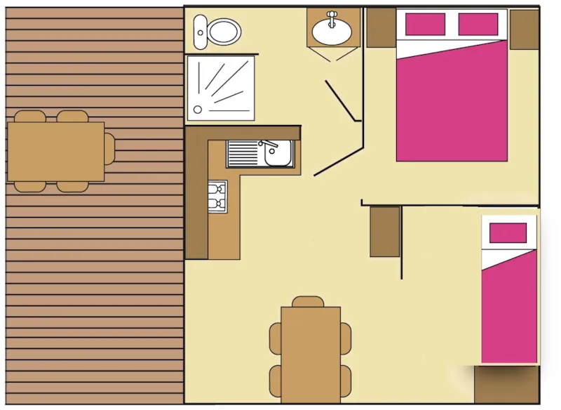 Chalet Lavande Confort 21M² - 2 Chambres  + Terrasse Couverte 10M²