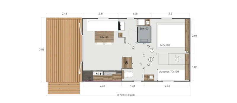 Mobil-Home Eden Duo - 2 Chambres + Tv