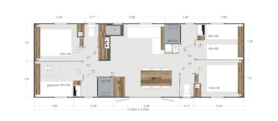 Mobile-home Prestige Smala - 4 bedrooms - 2 bathrooms - 2 WC - Air co - TV + Dishwasher — 6