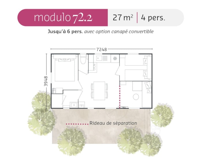 Mobil-Home Confort - 2 Chambres - Climatisation